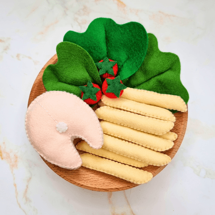 Felt Fish Steak Dinner Playset PDF Sewing Pattern - easy and beginner friendly