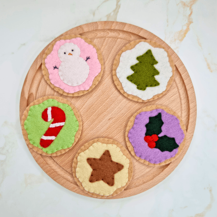 Felt Christmas Cookie PDF Sewing Patterns - tree, star, candy cane, snowman, holly