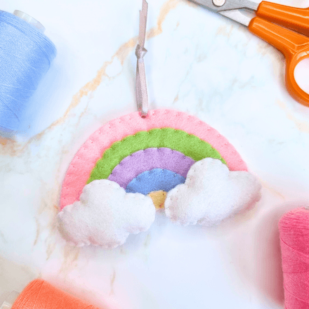 PDF sewing pattern for felt rainbow ornament, easy dreamy and cute garlands and hanging decorations