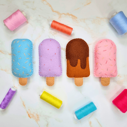 Felt Ice Cream Lolly on a Stick PDF Sewing Pattern - easy beginner felt food templates