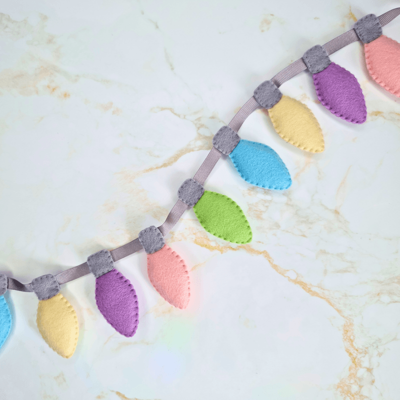 Felt Fairy Light PDF Sewing Pattern, festive party light bulb garland, Christmas string lights
