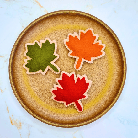 Felt Maple Leaf Biscuit PDF sewing pattern, easy handmade pretend play food
