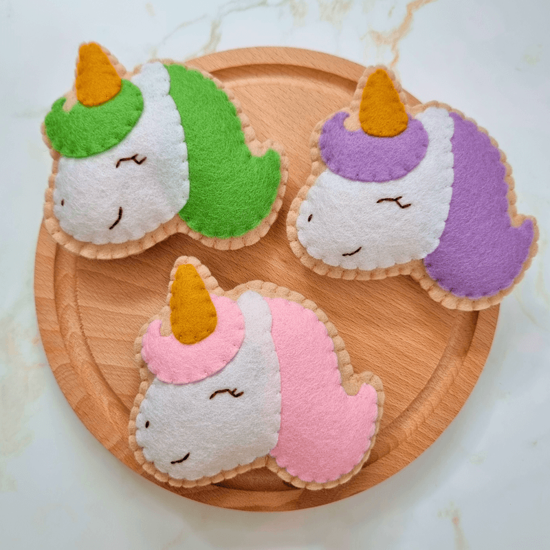 Felt Unicorn Cookie PDF Sewing Pattern - sew your own cute and easy felt food