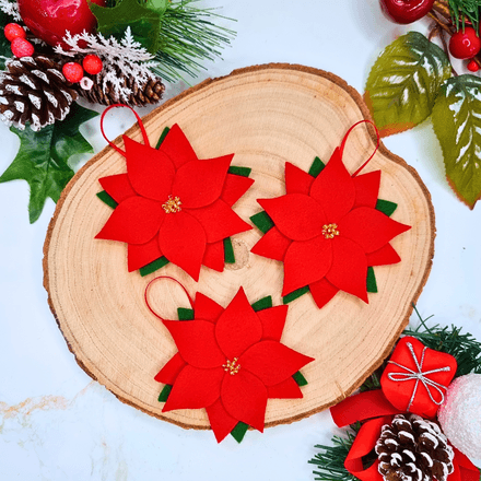 Felt Christmas Poinsettia Sewing Pattern: Festive DIY Ornaments and Garlands (PDF)