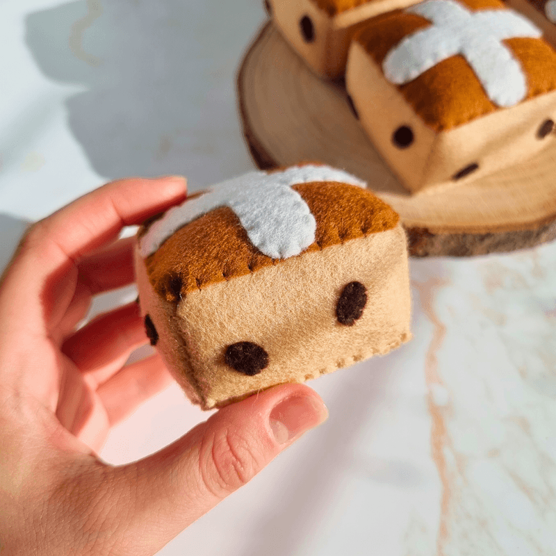 Felt Easter Hot Cross Buns PDF Sewing Pattern &amp; Photo Tutorial, easy and beginner friendly