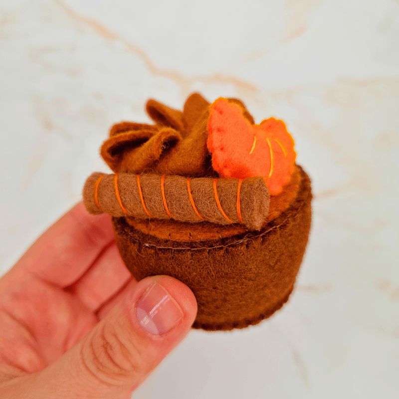 Felt Cupcake PDF Sewing Pattern - with fruit, cream and wafer, easy and beginner-friendly