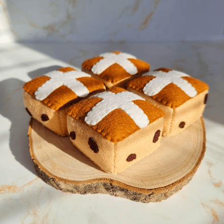 Felt Easter Hot Cross Buns PDF Sewing Pattern &amp; Photo Tutorial, easy and beginner friendly