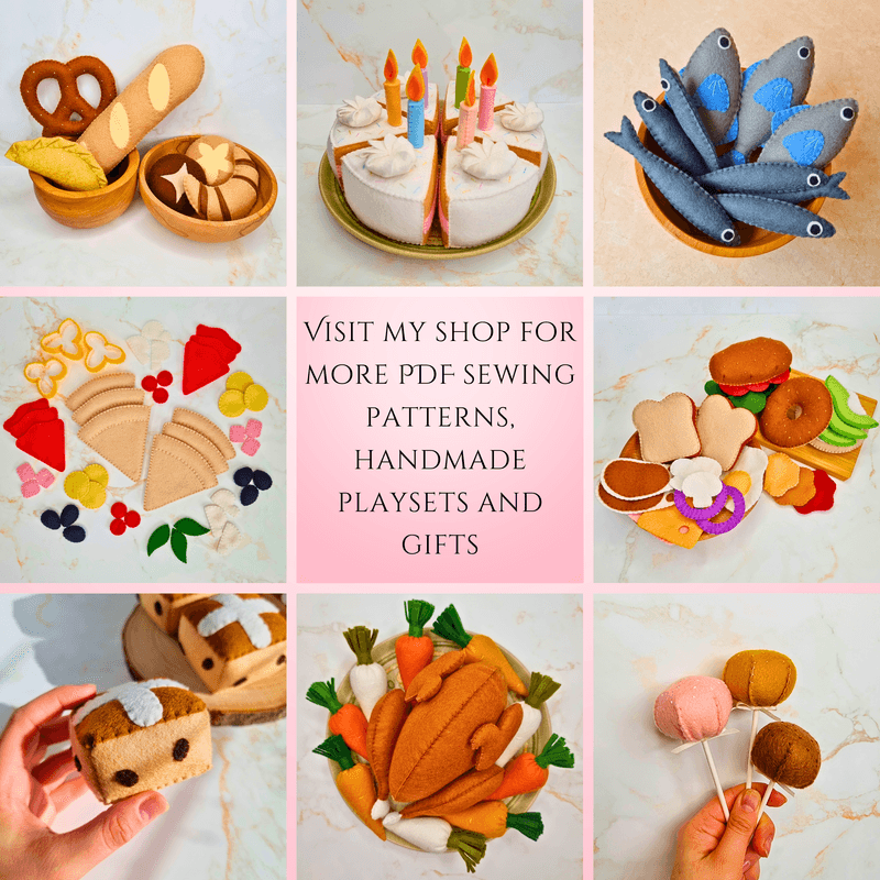 Felt Easter Hot Cross Buns PDF Sewing Pattern &amp; Photo Tutorial, easy and beginner friendly