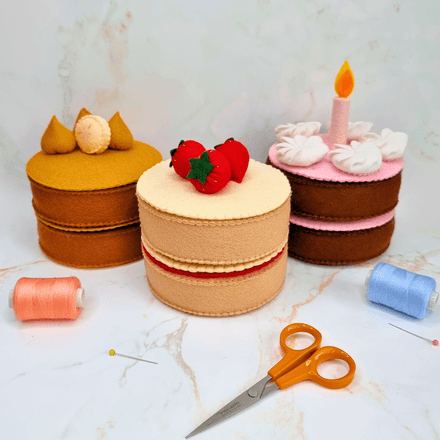 Felt 3D layered felt cake &amp; cream piping bag - PDF pattern with tutorial (bundle)