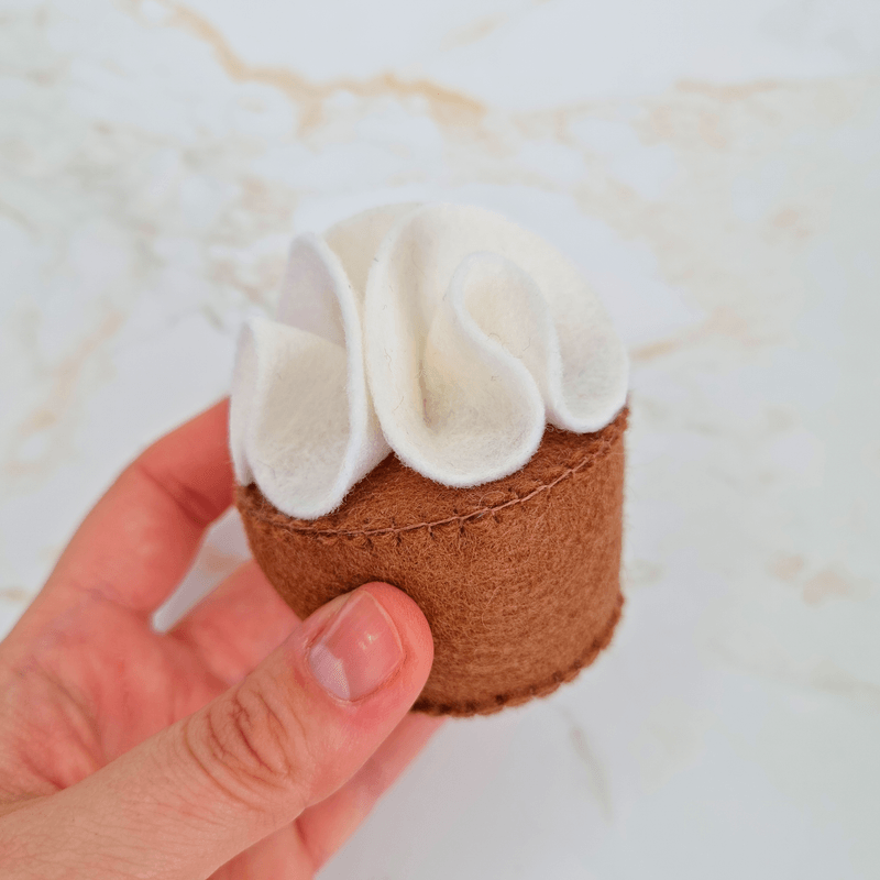 Felt Cupcake PDF Sewing Pattern - with fruit, cream and wafer, easy and beginner-friendly