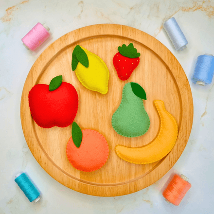 Felt Fruit Playset PDF Sewing Pattern - apple, pear, banana, strawberry, lemon, orange