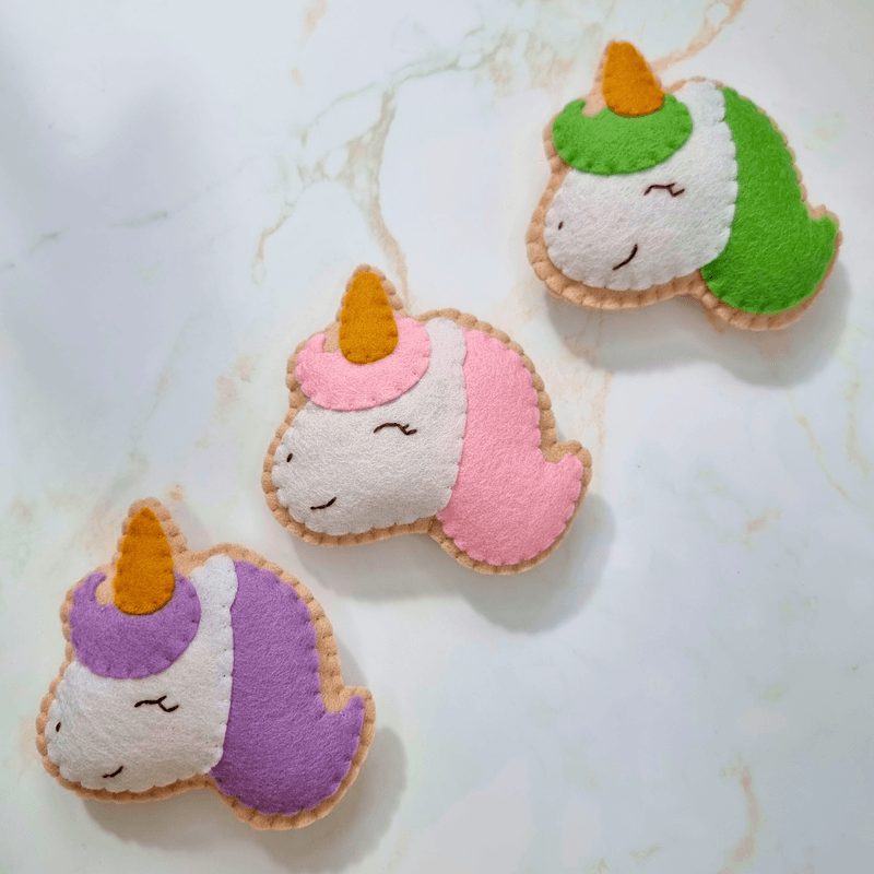 Felt Unicorn Cookie PDF Sewing Pattern - sew your own cute and easy felt food