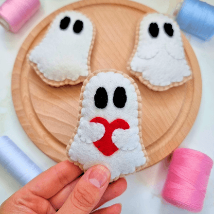 Felt Ghost Cookie PDF Sewing Pattern - sew your own cute and easy Halloween felt food