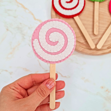 Felt Lollipop on a Stick PDF Sewing Pattern - easy beginner friendly templates