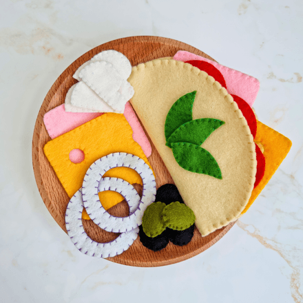 Felt Breakfast Omelette Playset PDF Sewing Pattern - egg omelette, cheese, tomato, mushrooms, etc.