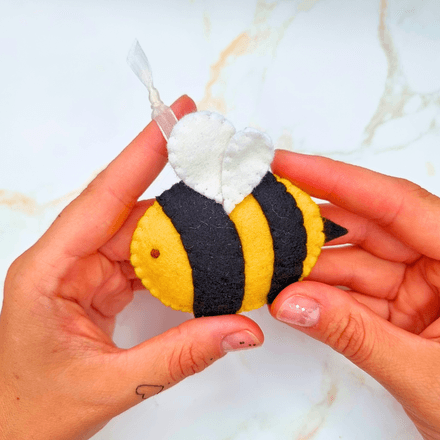 Felt bumble bee ornament PDF sewing pattern with instructions