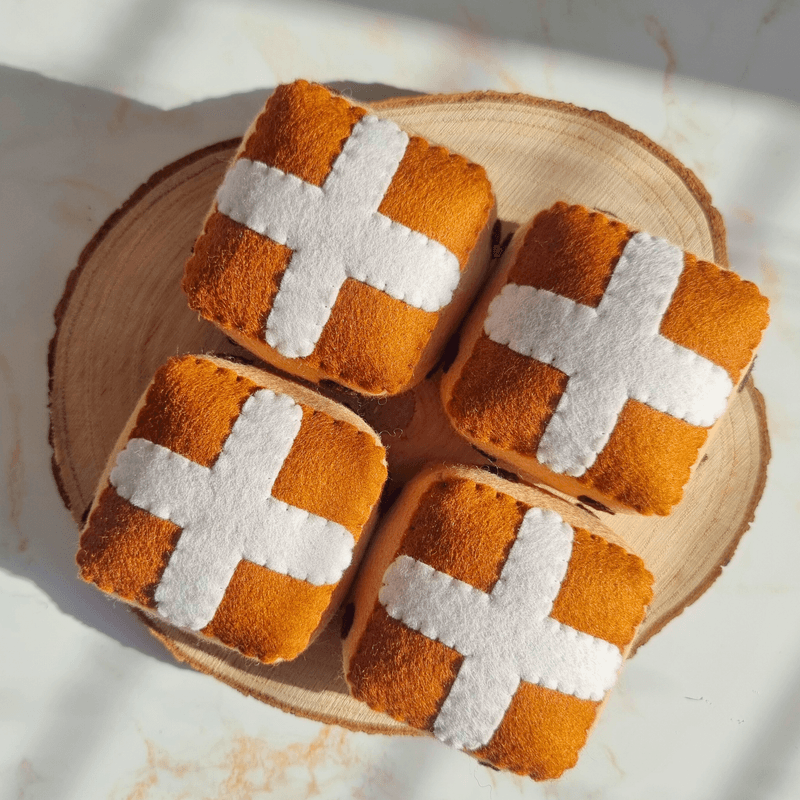 Felt Easter Hot Cross Buns PDF Sewing Pattern &amp; Photo Tutorial, easy and beginner friendly