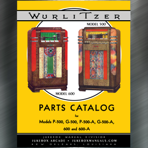 Wurlitzer 500 and 600 Model Specifications, Parts Illustrations  Service Accessory Parts Lists  