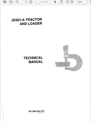 John Deere 301A Tractor and Loader Technical Manual TM-1088