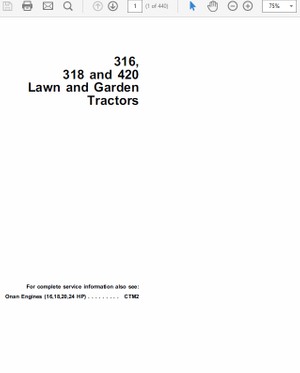  John Deere 316, 318 420 Lawn and Garden Tractors Technical Manual TM-1590