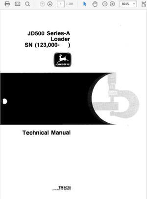 John Deere 500 Series-A Loader Technical Manual TM-1025