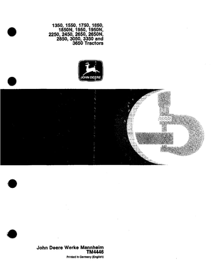 John Deere 1350 to 3650 Tractor Technical Manual  