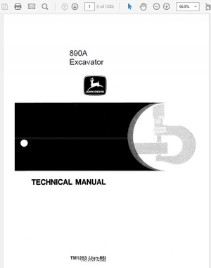  John Deere 890A Excavator Technical Manual TM-1263