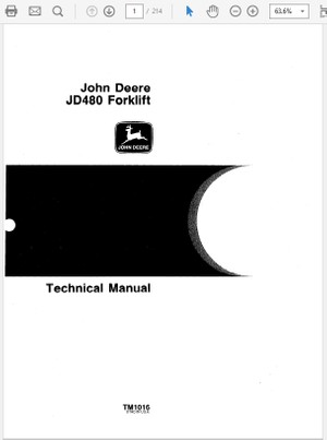 John Deere 480 Forklift Technical Manual TM-1016