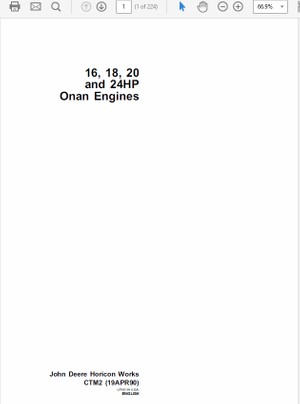 John Deere Engines 16,18, 20 and 24HP Onan Engines CTM2 Repair Technical Manual