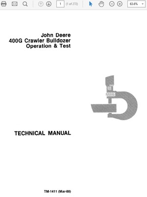 John Deere 400G Crawler Bulldozer Operation &amp; Test Technical Manual TM-1411