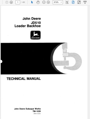  John Deere 510 Loader Backhoe Technical Manual TM-1039