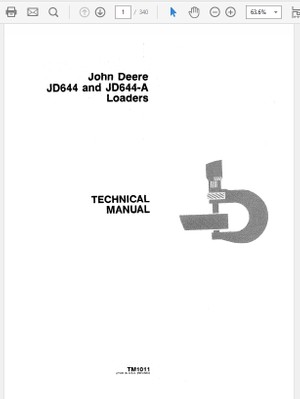  John Deere 644 and 644A Loader Technical Manual TM-1011