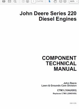 John Deere 220 Diesel Engines Service Manual CTM3