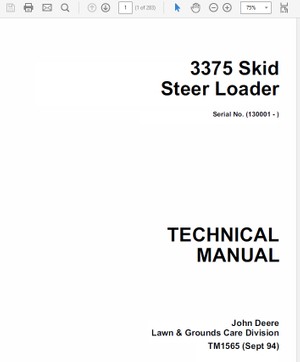 John Deere 3375 Skid Steer Loader Technical Manual TM-1565