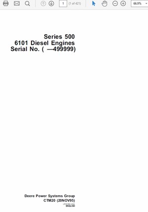 John Deere Series 500 6101 Diesel Engines CMT20 Technical Manual