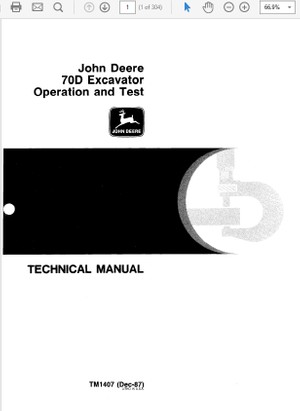 John Deere 70D Excavator Technical Manual TM-1407 &amp; TM-1408