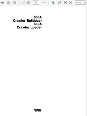 John Deere 550A &amp; 555A Crawler Bulldozer Loader Technical Manual TM-1292