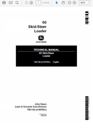  John Deere 60 Skid-Steer Loader Technical Manual TM-1185