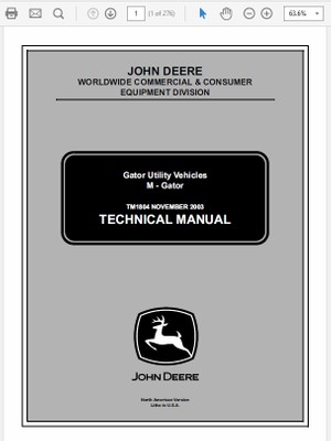 John Deere M-Gator Technical Manual TM-1804