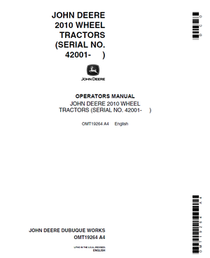 John Deere 2010 Wheel Tractors Operators Manual 