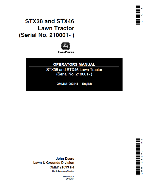 JOHN DEERE STX38 OPERATORS MANUAL PDF visual data 7