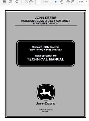 John Deere 4120, 4320, 4520 and 4720 Compact Utility Tractor Technical Manual TM-2370