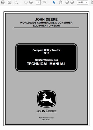 John Deere 2210 Compact Utility Tractors Technical Manual TM-2074