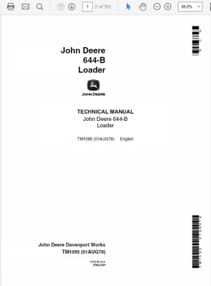  John Deere 644B Loader Technical Manual TM-1095