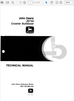 John Deere 750 Crawler Bulldozer Technical Manual TM-1136