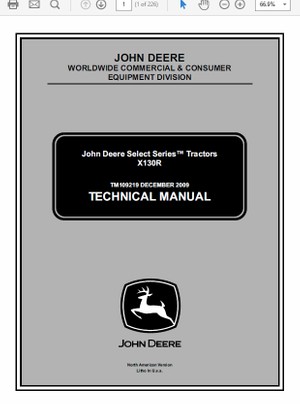  John Deere X130R Tractors Technical Manual TM-109219