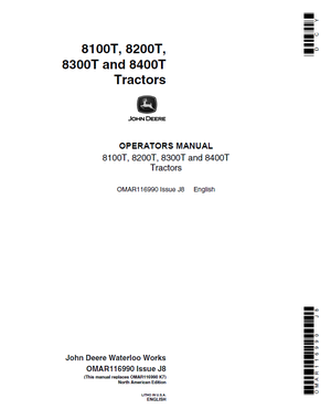 John Deere 8100T 8200T 8300T 8400T Tractors Operators Manual 