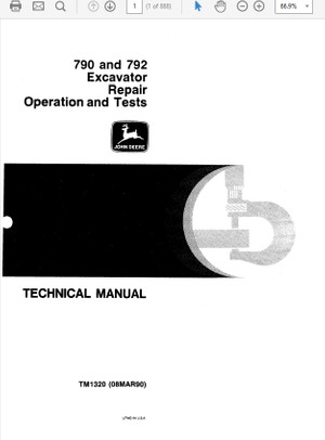 John Deere 790 and 792 Excavator Technical Manual TM-1320