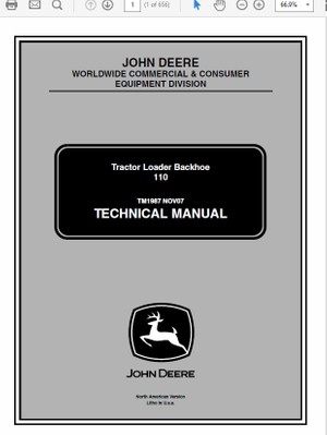  John Deere 110 Tractor Loader Backhoe Technical Manual TM-1987