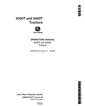 John Deere 9300T 9400T Tractors Operators Manual